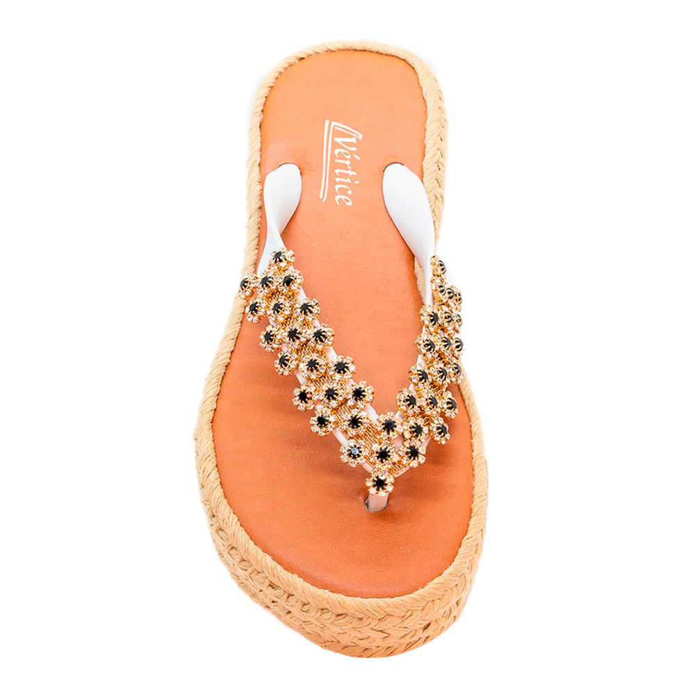 Rasteira Feminina Com Pedraria - Branco