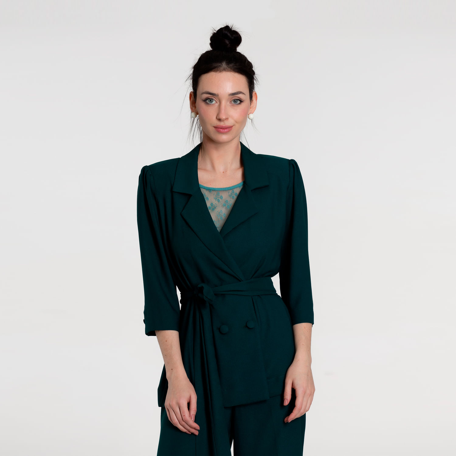 Blazer Feminino Amarração Cintura - Verde Musgo