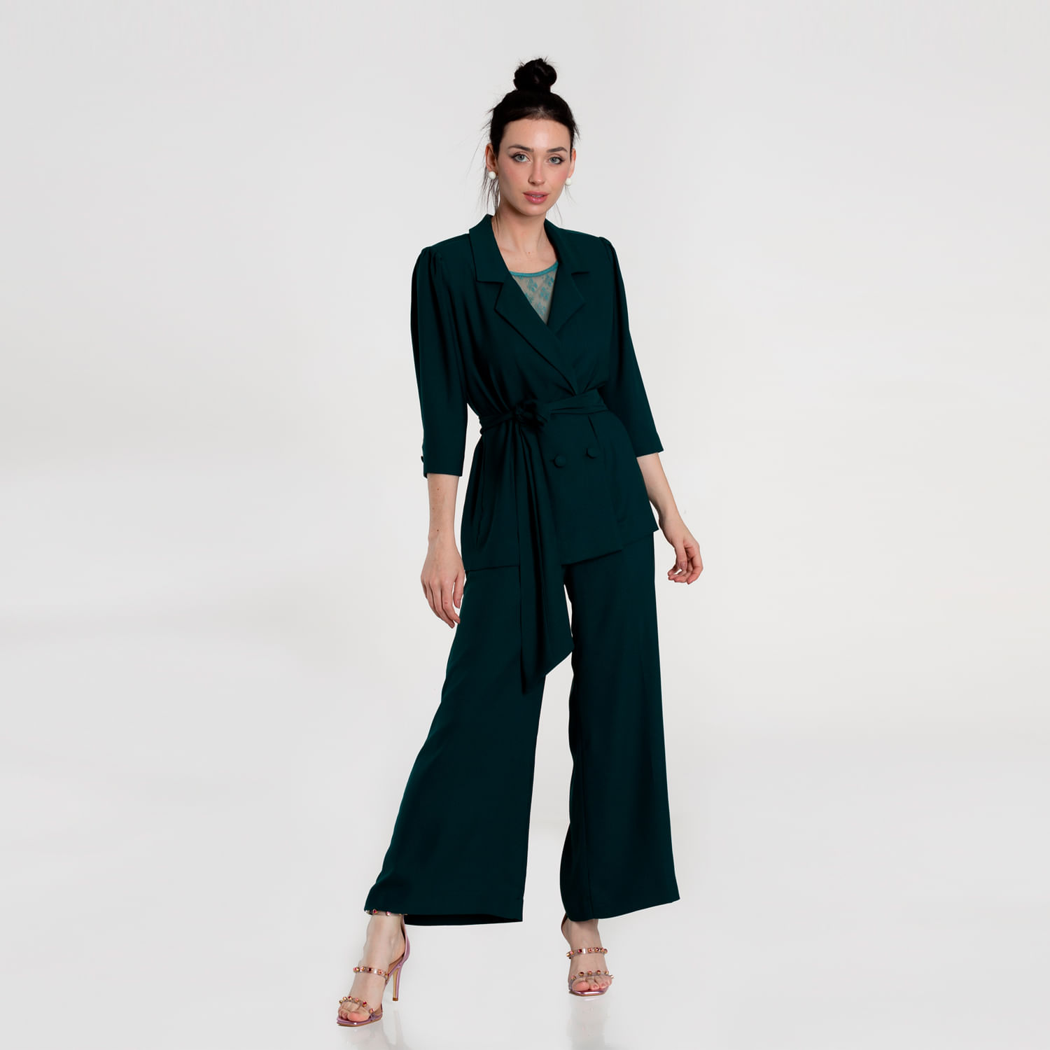 Blazer Feminino Amarração Cintura - Verde Musgo