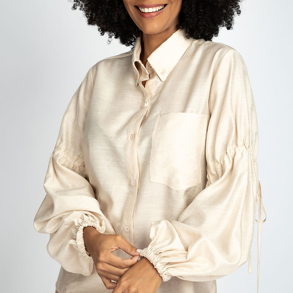 Camisa Manga Longa Bufante - Nude