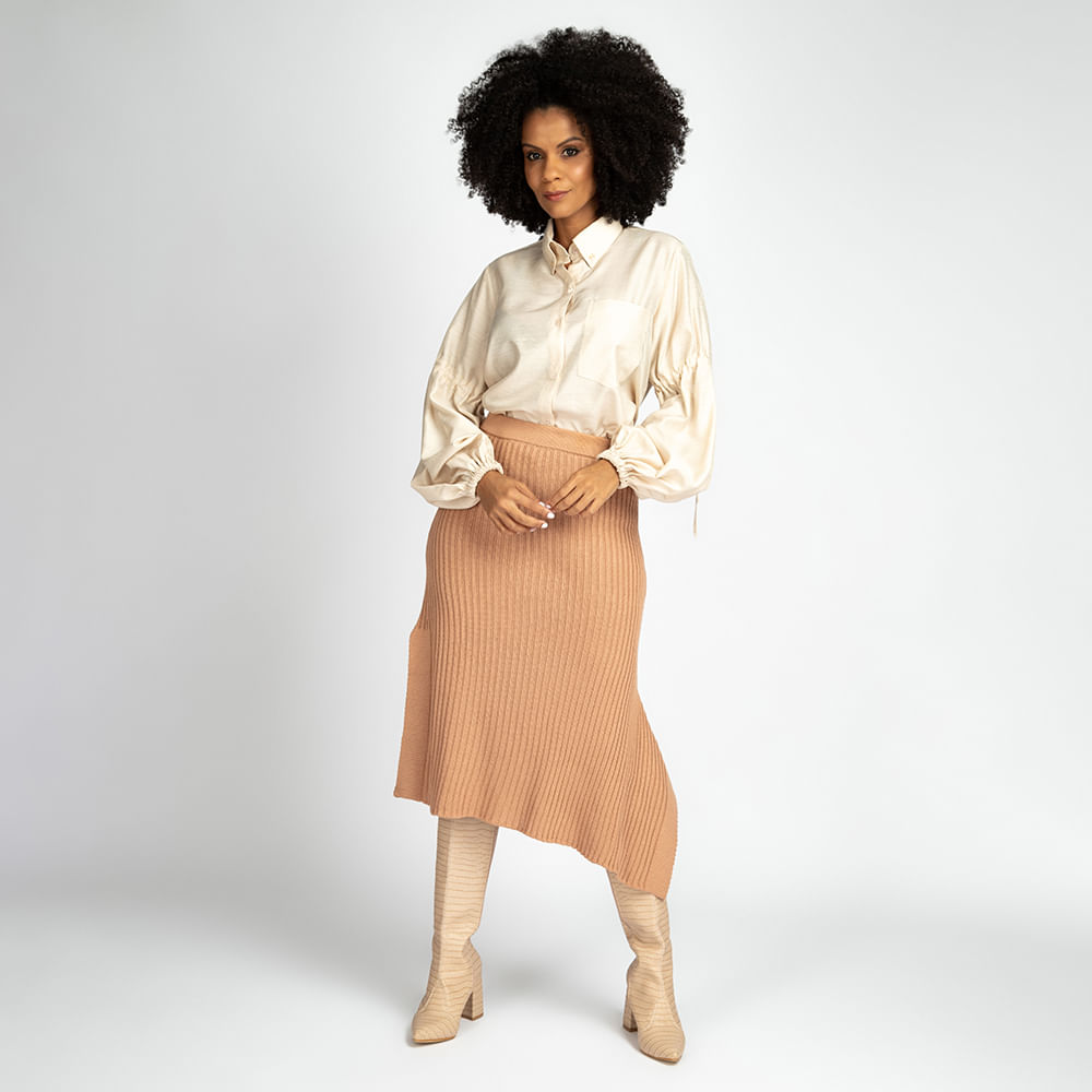 Camisa Manga Longa Bufante - Nude