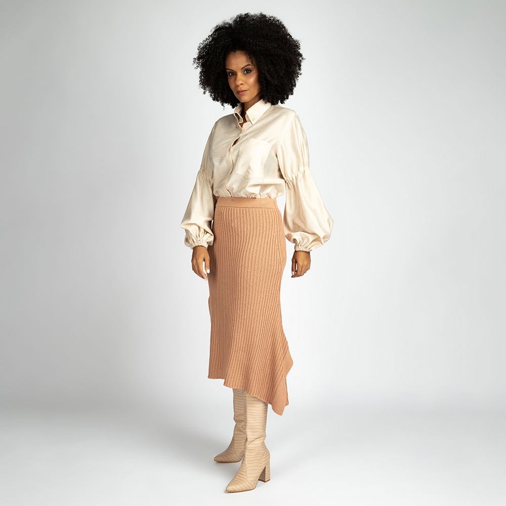 Camisa Manga Longa Bufante - Nude