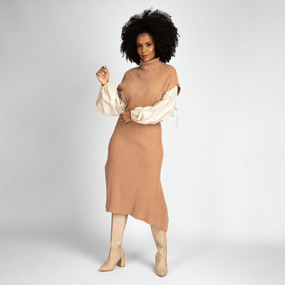 Camisa Manga Longa Bufante - Nude