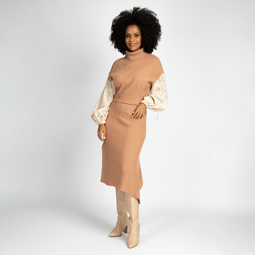 Camisa Manga Longa Bufante - Nude