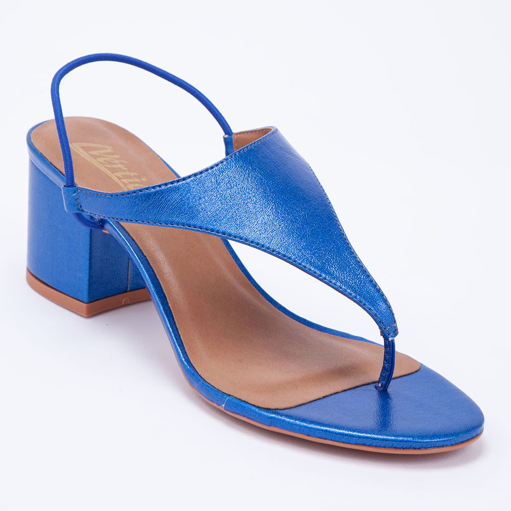 Sandália De Dedo Feminina Salto Grosso Elástico - Navy - Renner