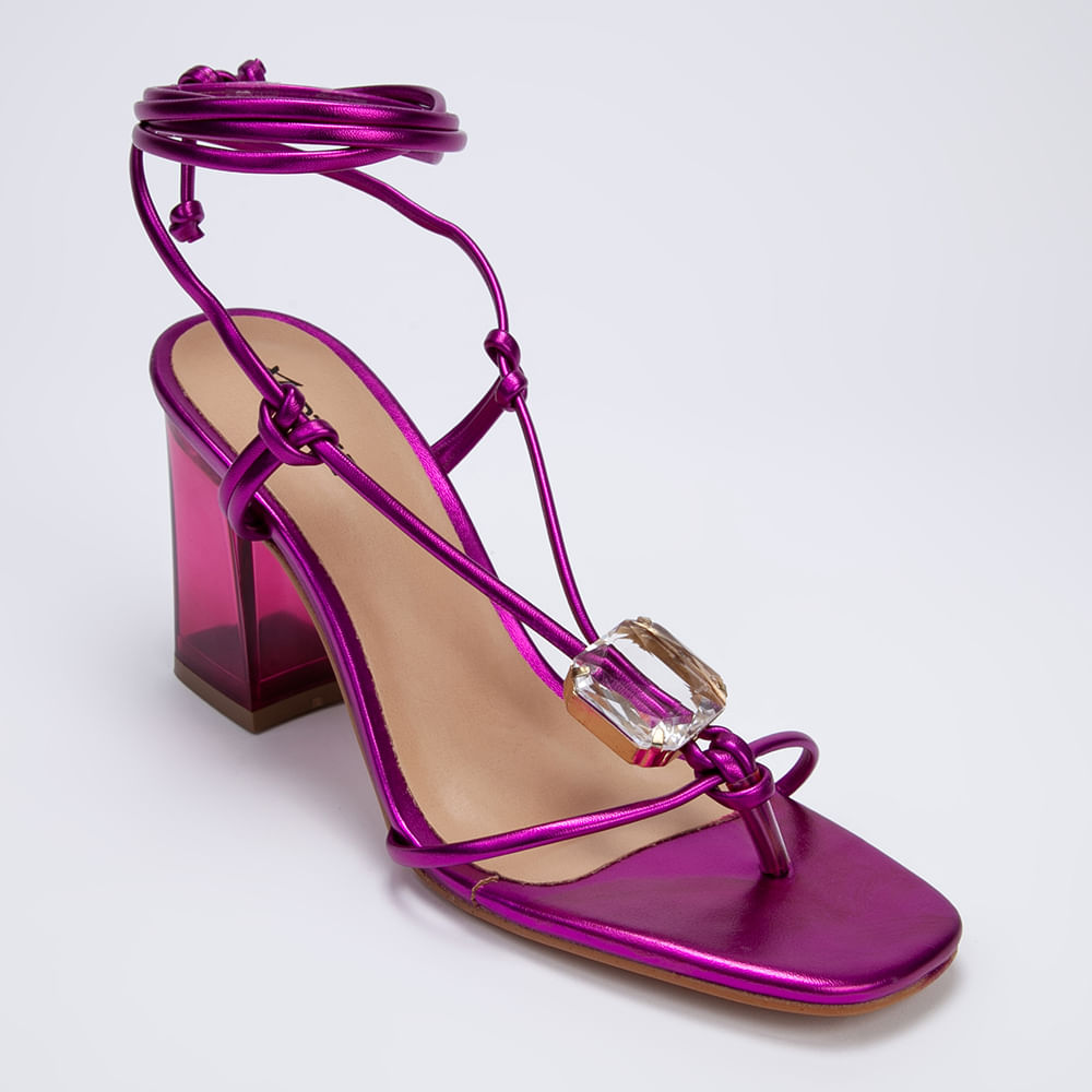 Sandália Feminina Salto Alto Cristal - Pink Rosa