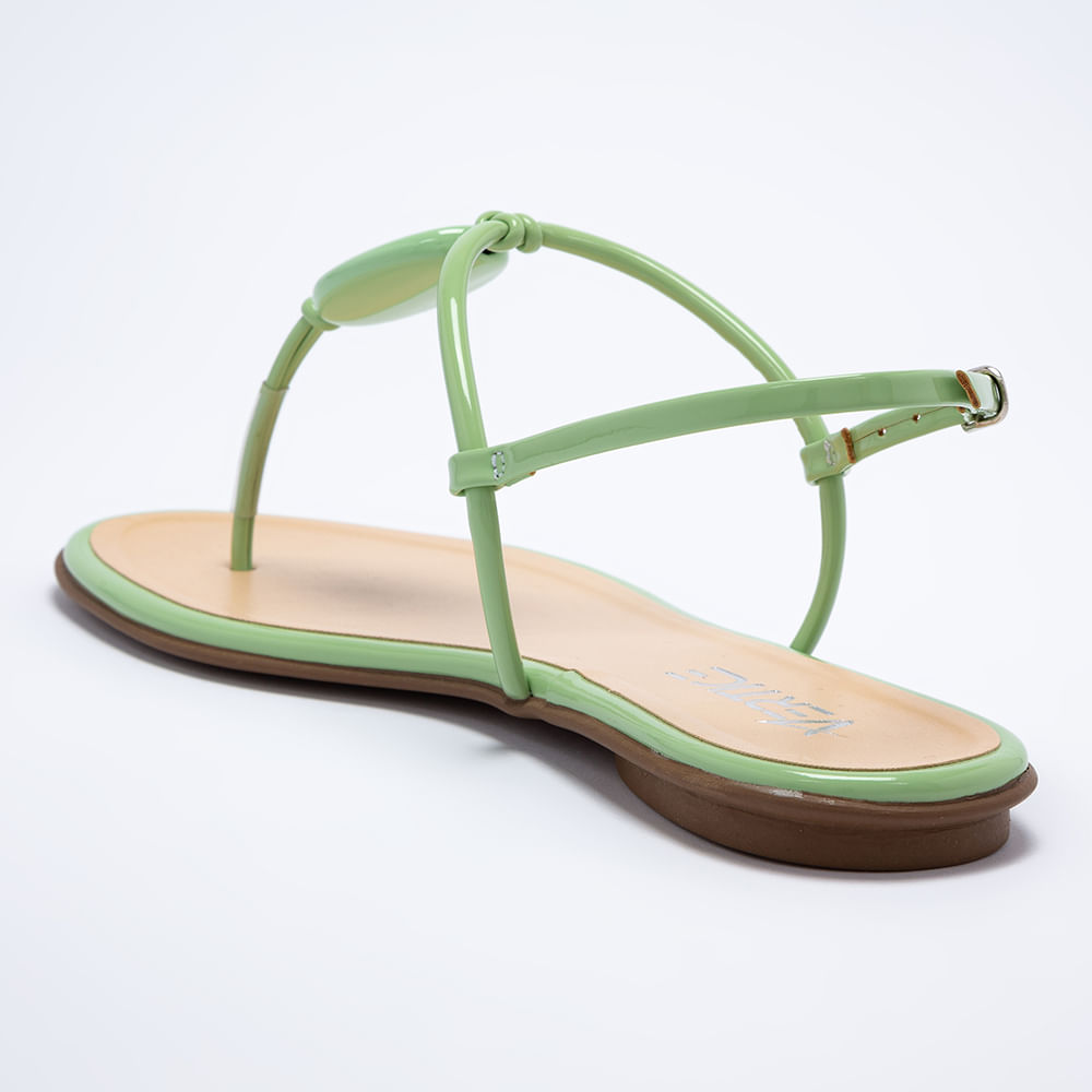 Rasteira Flat Feminina Enfeite Resina -Verde