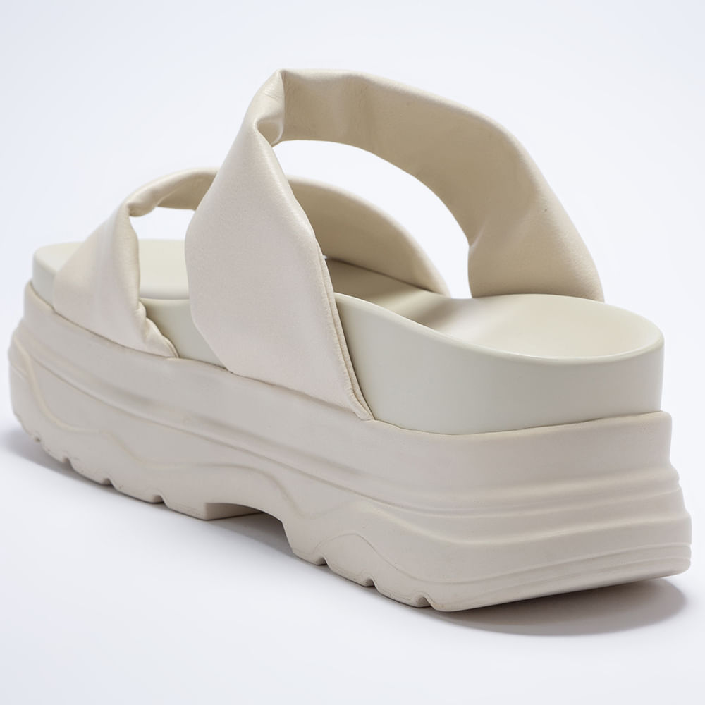 Sandalia Feminina Papete Flatform Tira Soft-OffWhite