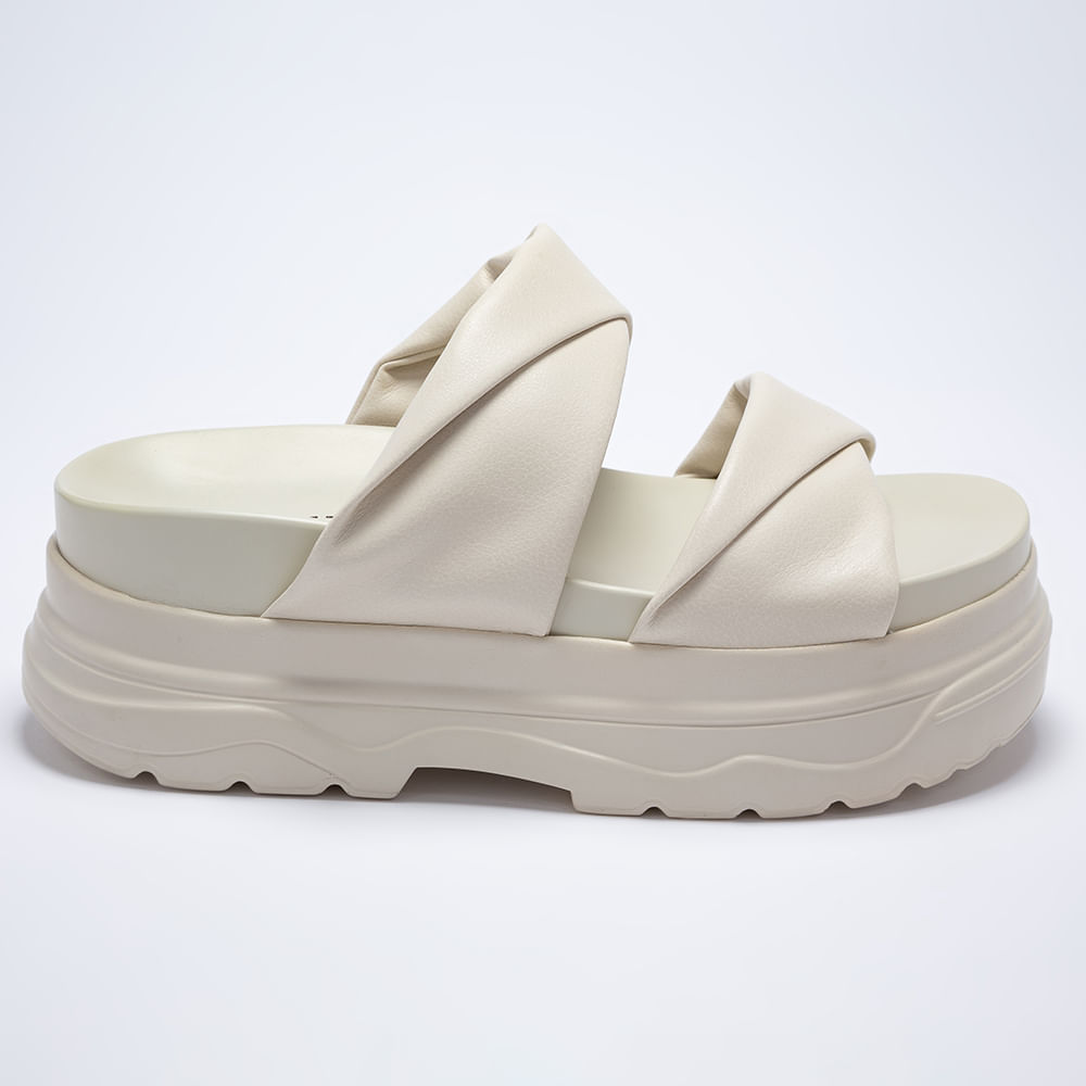 Sandalia Feminina Papete Flatform Tira Soft-OffWhite