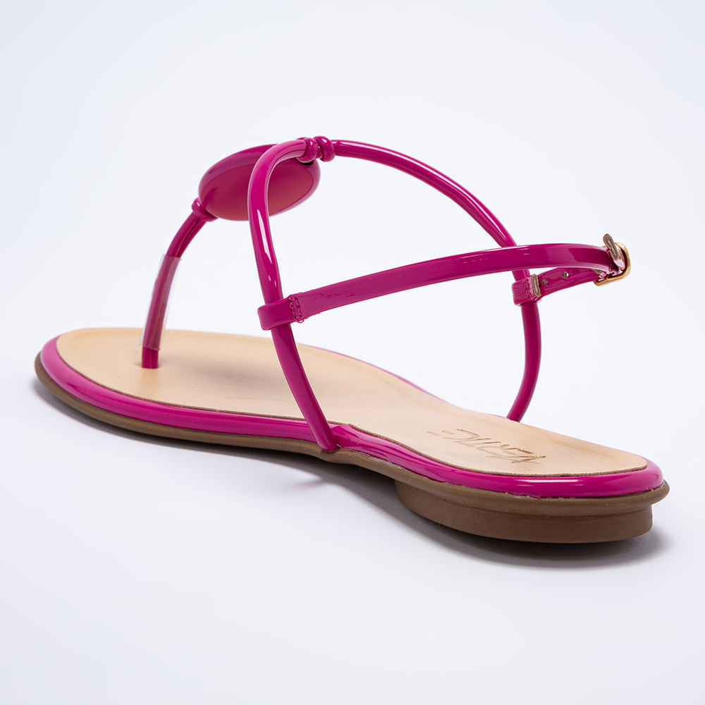 Rasteira Flat Feminina Enfeite Resina -Magenta