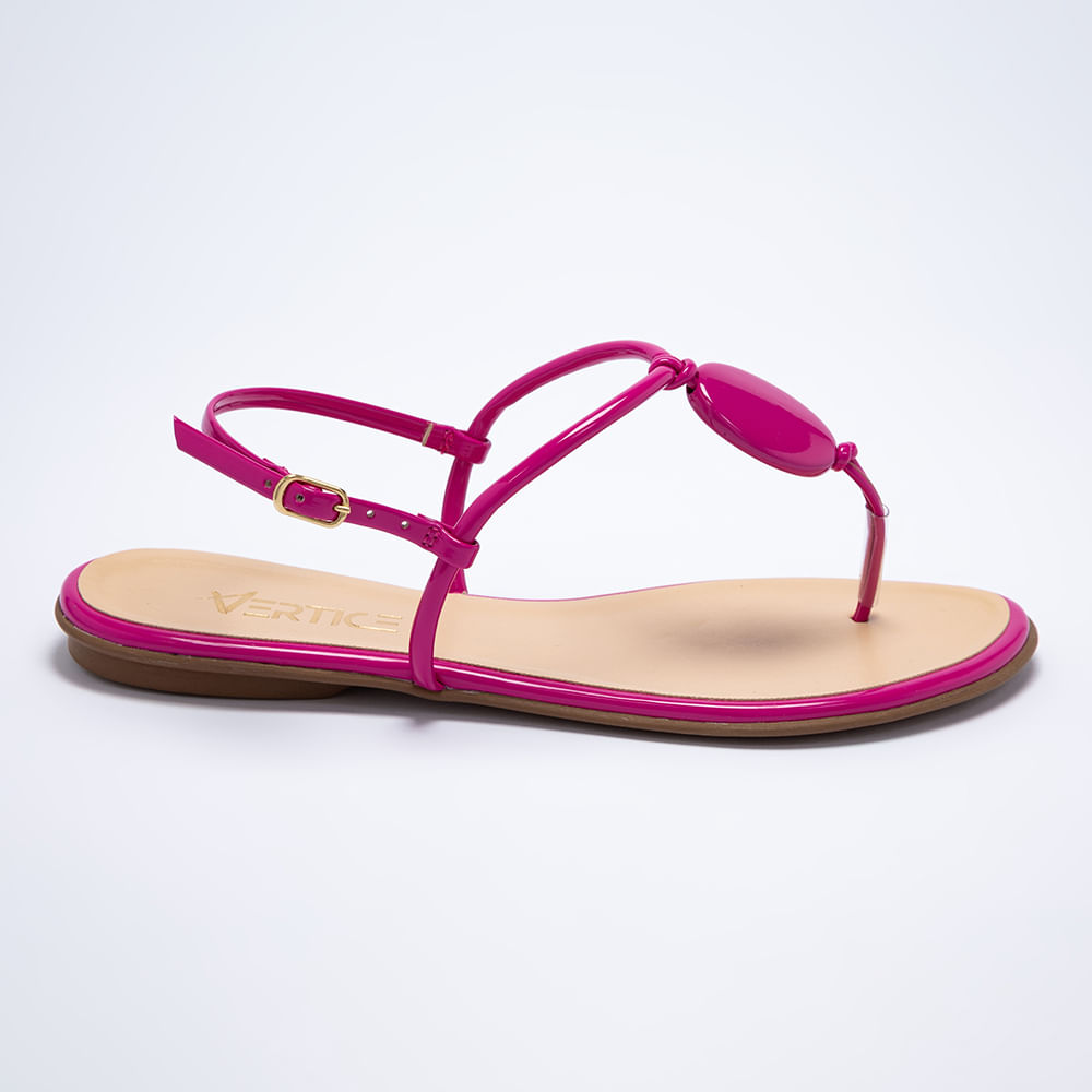 Rasteira Flat Feminina Enfeite Resina -Magenta