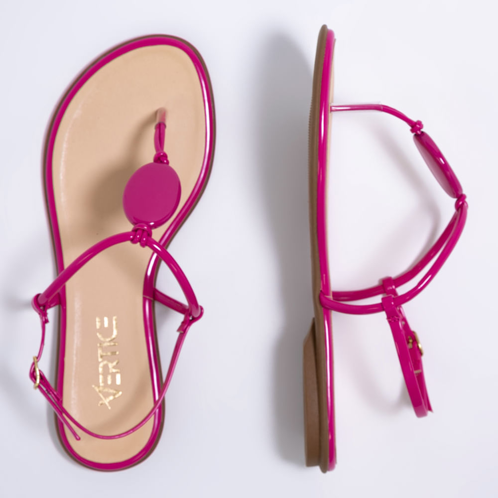 Rasteira Flat Feminina Enfeite Resina -Magenta