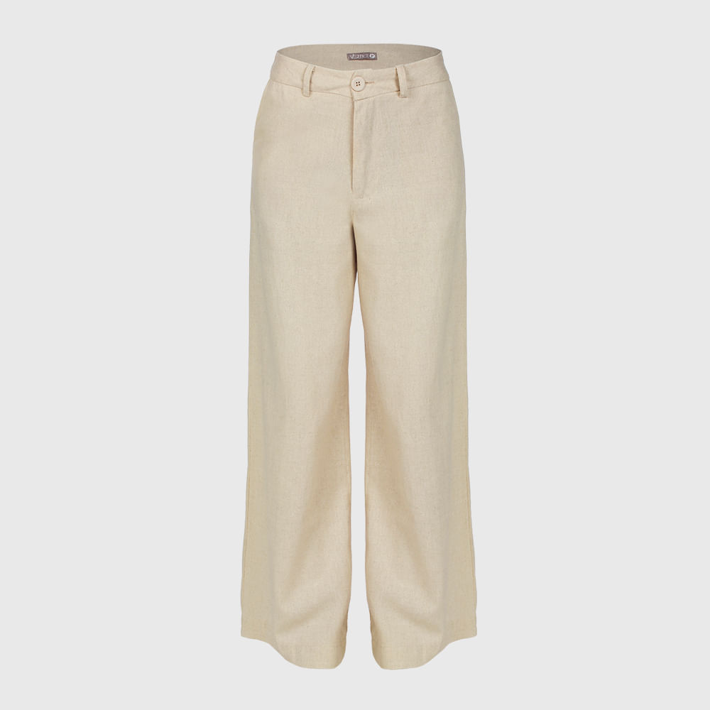 Calça Pantalona Feminina de Linho Cru