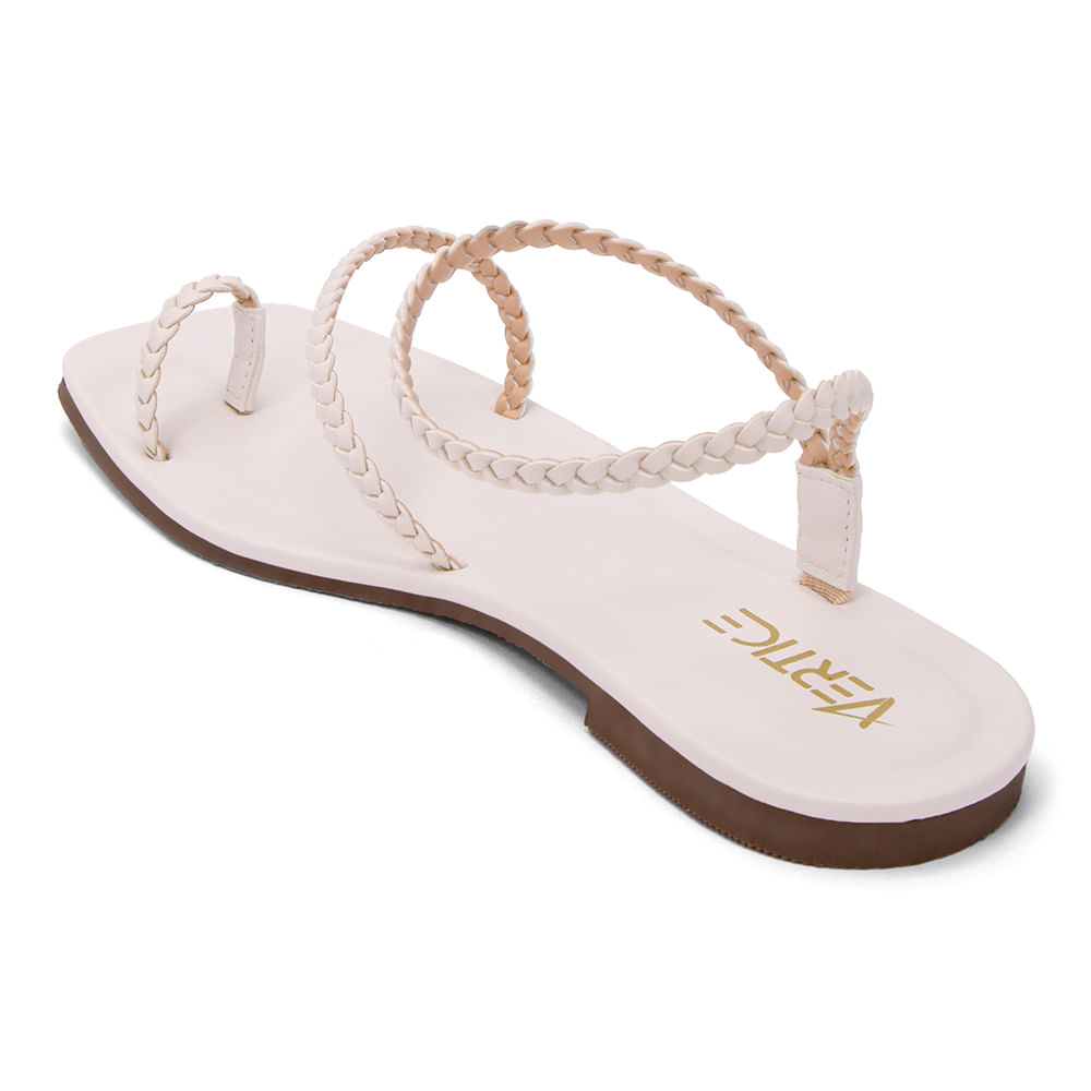 Sandália Rasteira Flat Trança Offwhite