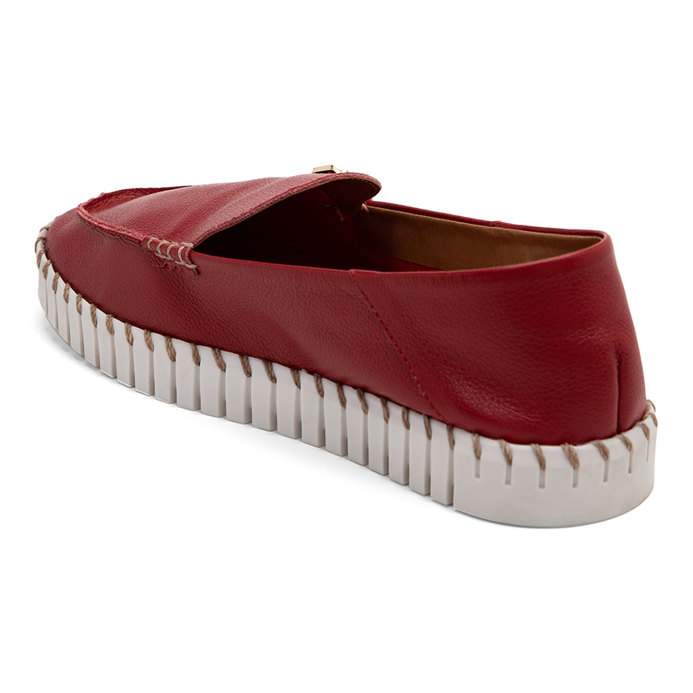 Sapato Mocassim Maleável Feminino Couro Vermelho