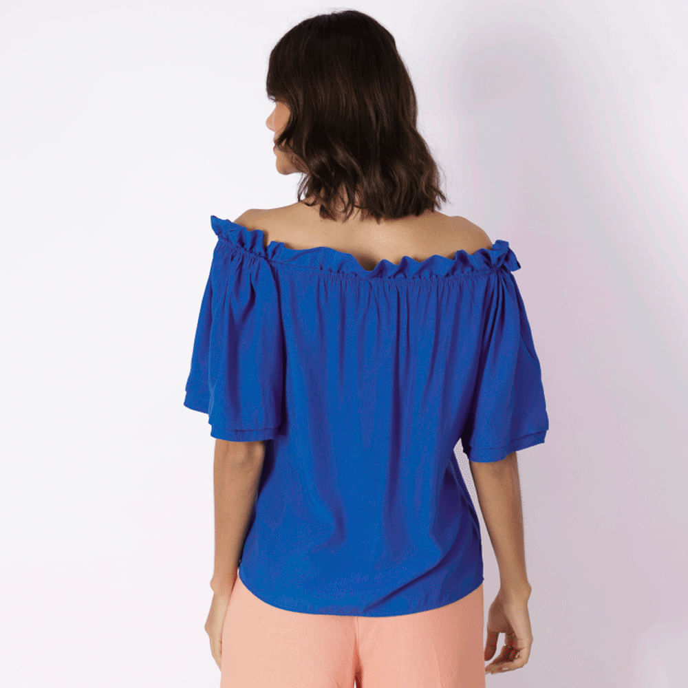 Blusa Ombro a Ombro com regulagem Azul