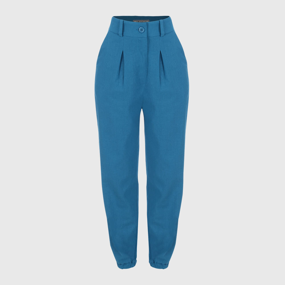 Calça Linho Jogger  Azul