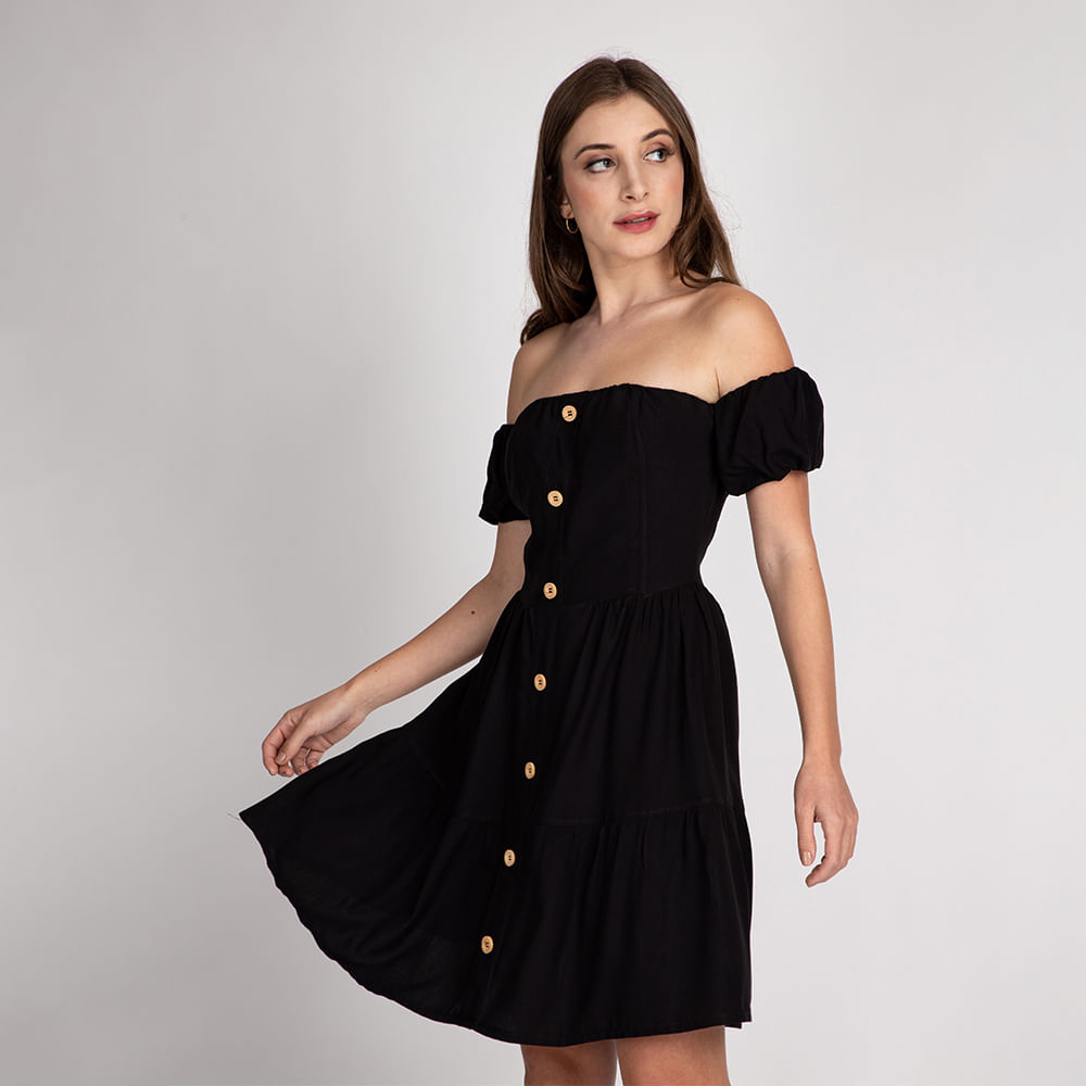 Vestido Curto Ombro a Ombro Preto