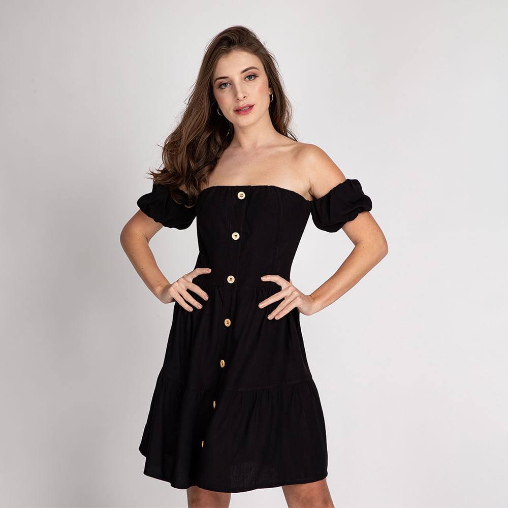 Vestido Curto Ombro a Ombro Preto