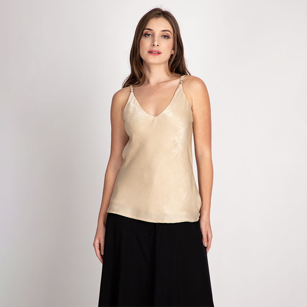 Regata Fluída Babado Areia