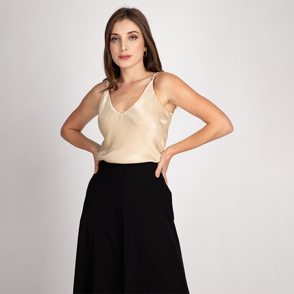 Regata Fluída Babado Areia