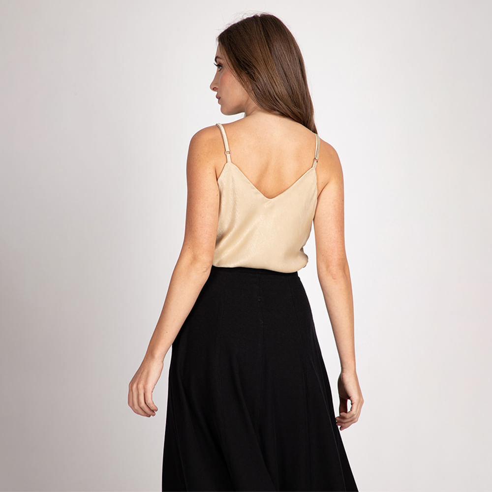 Regata Fluída Babado Areia