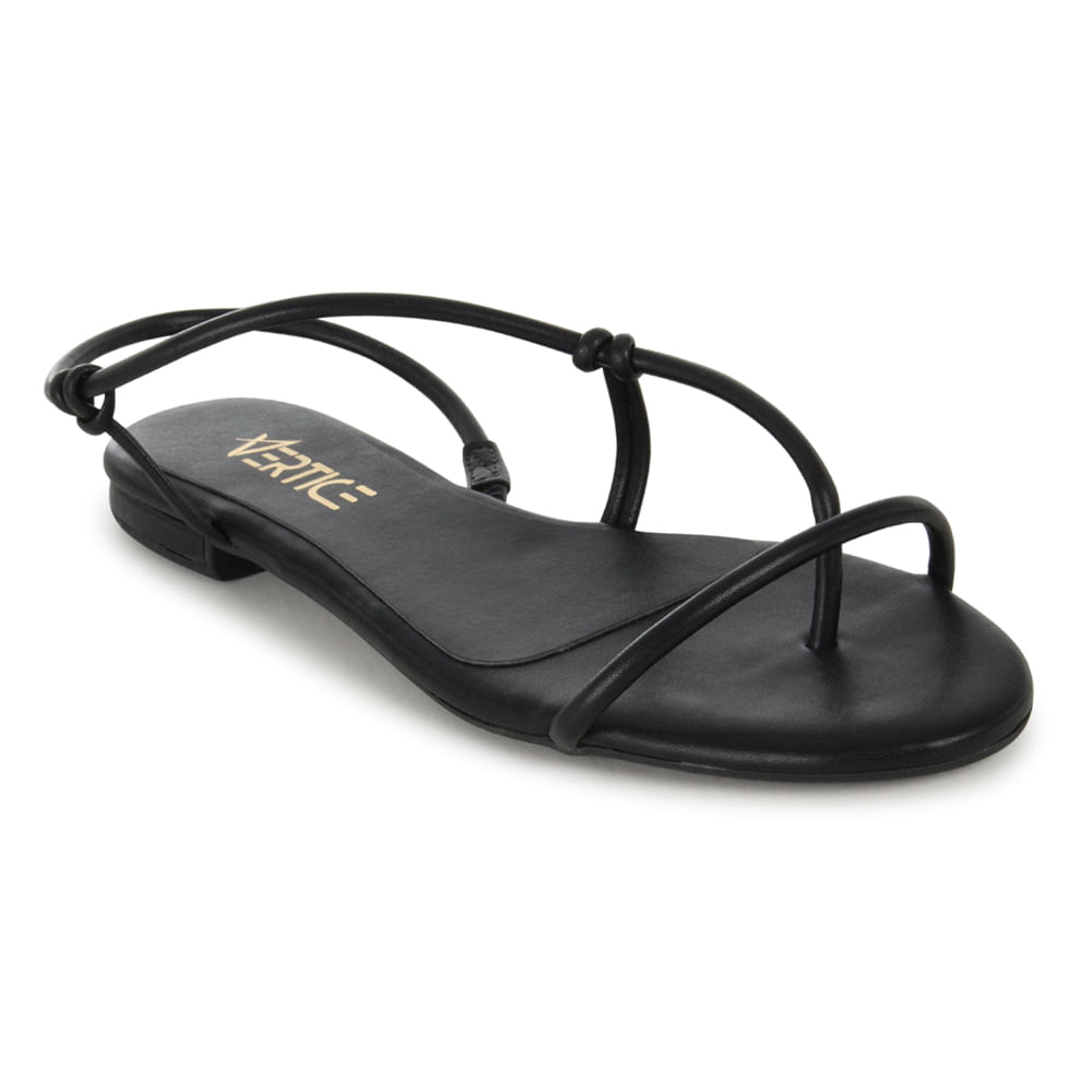 Rasteira Flat Nó  Minimalista Preto