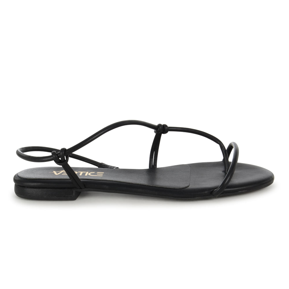 Rasteira Flat Nó  Minimalista Preto