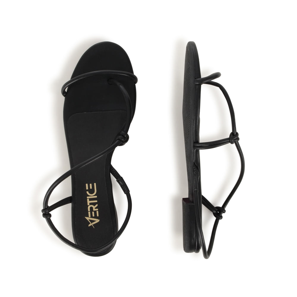 Rasteira Flat Nó  Minimalista Preto