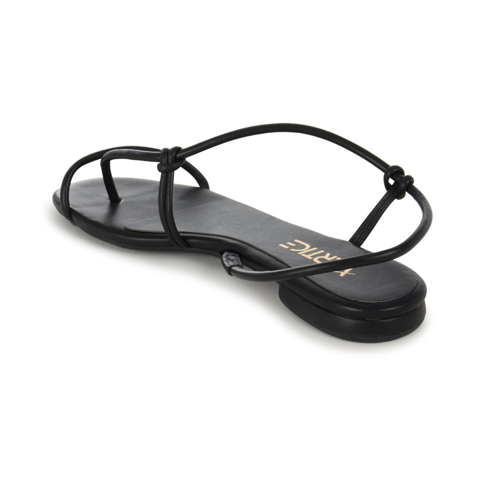 Rasteira Flat Nó  Minimalista Preto