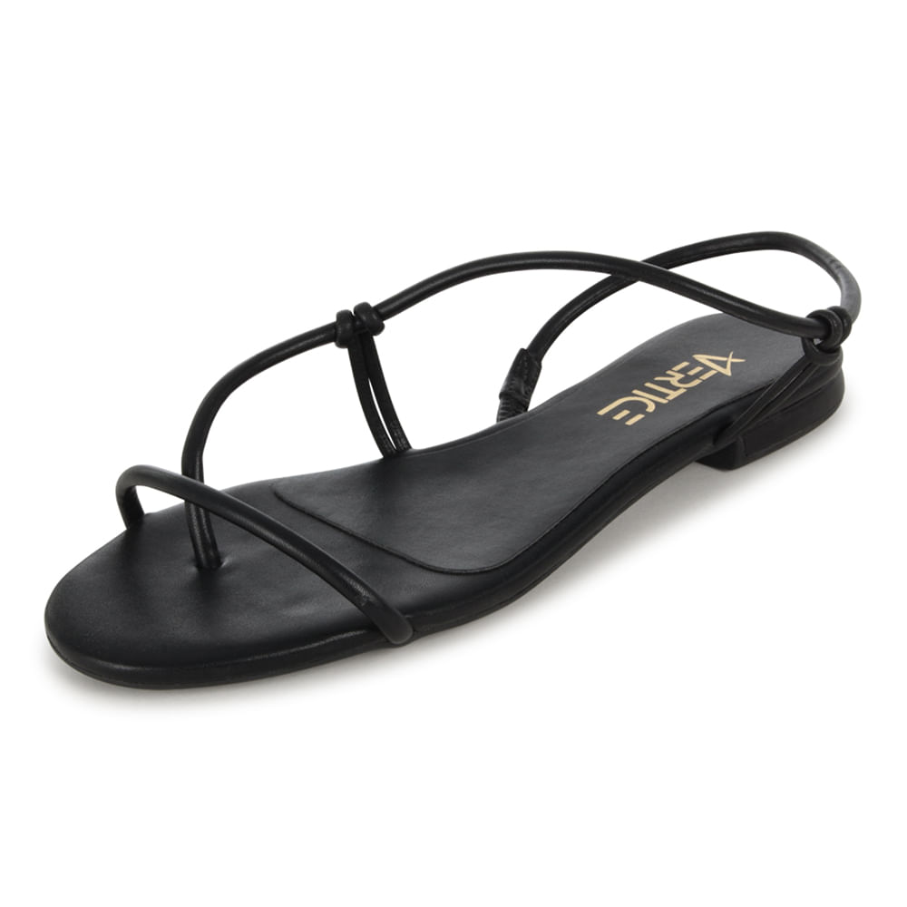 Rasteira Flat Nó  Minimalista Preto