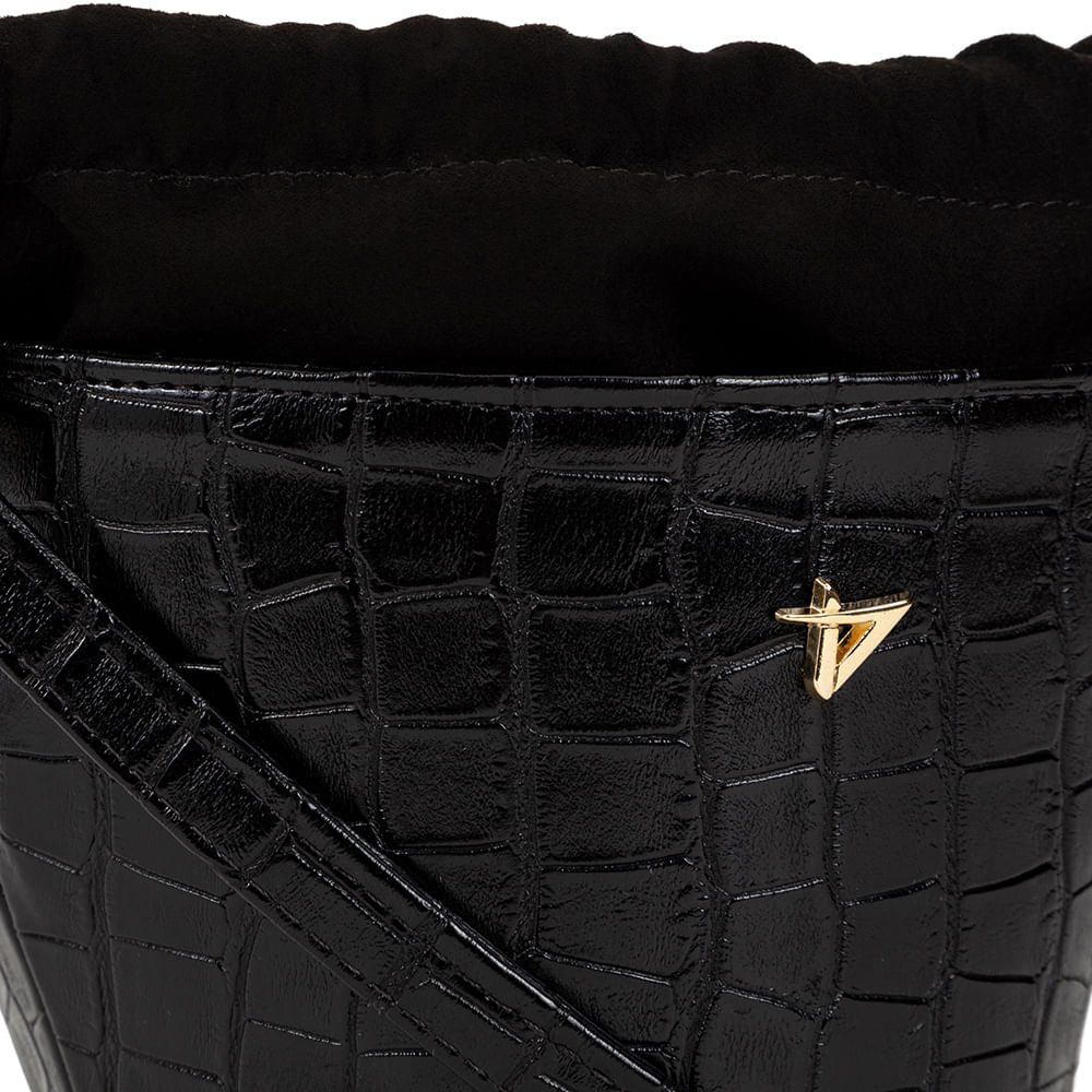 Bolsa Tiracolo Saco Croco Preto