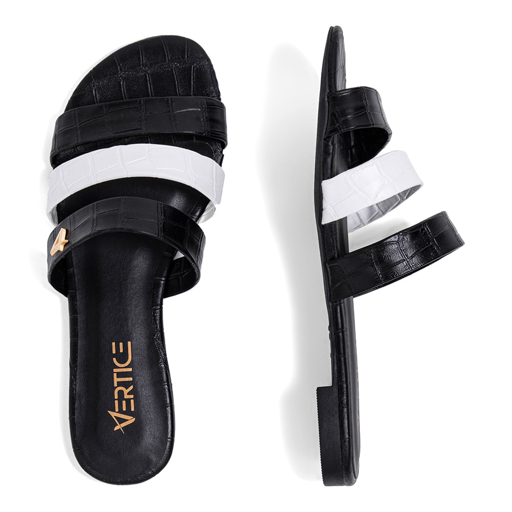 Sandália Rasteira Três Tiras Preto