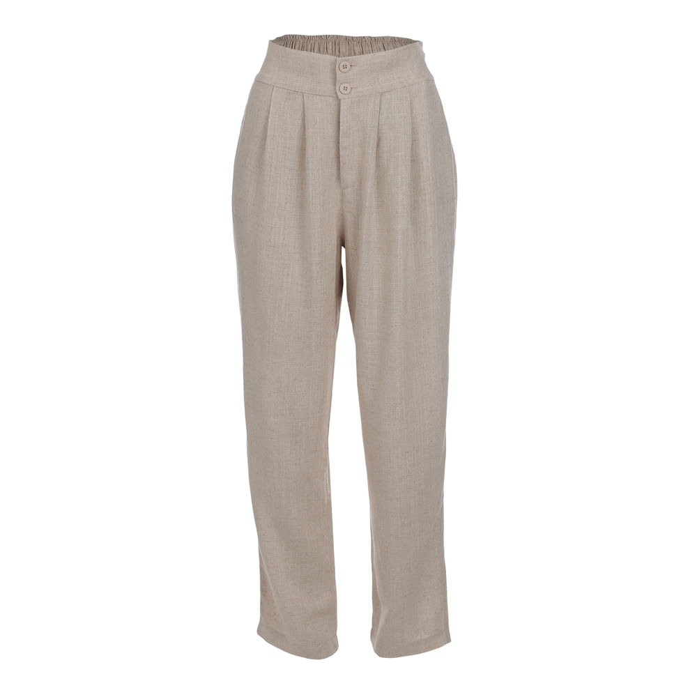 Calça Feminina Slochy Pregas Areia