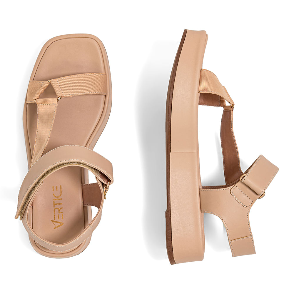 Sandalia  Papete Flatform Velcro Amendoa