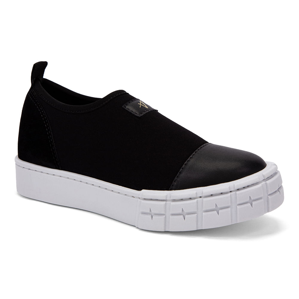 Tênis Slip On Elastano Flatform Preto