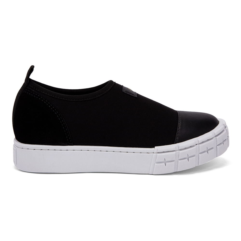 Tênis Slip On Elastano Flatform Preto