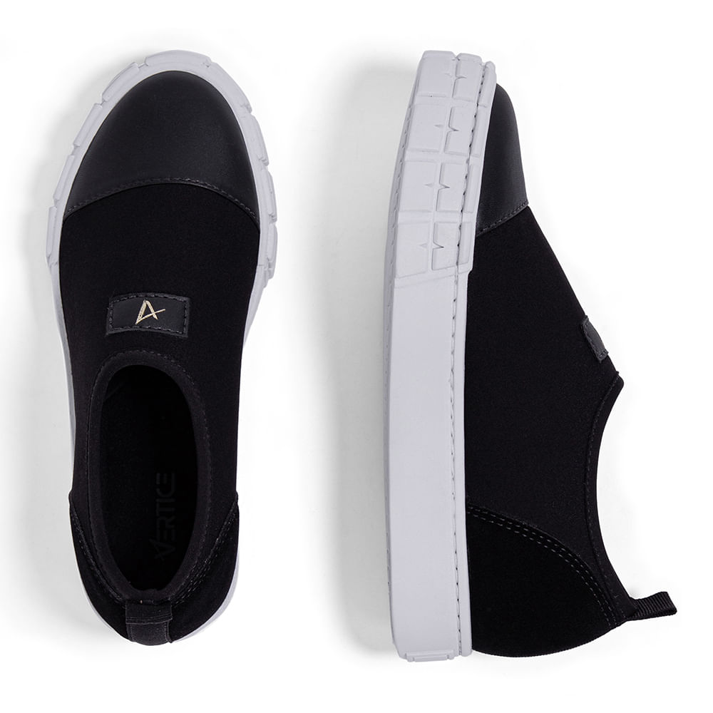 Tênis Slip On Elastano Flatform Preto