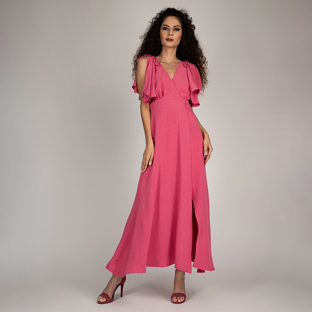 Vestido Longo FemininoTranspassado Rosa