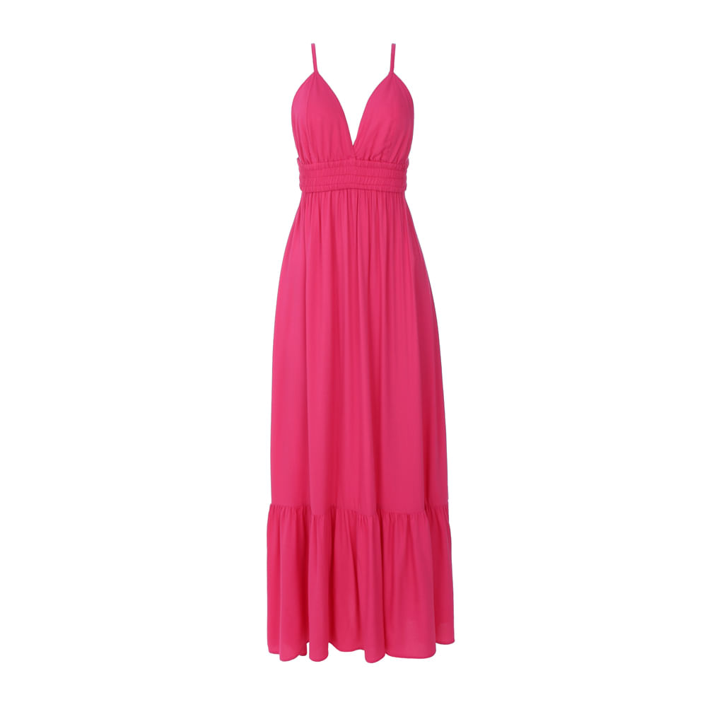 Vestido Longuete Alça Fina  Rosa