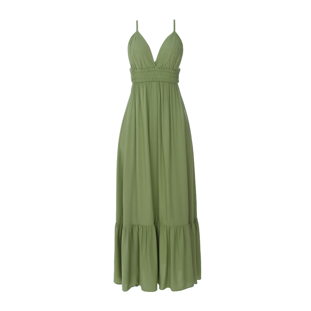 Vestido Longuete Alça Fina Verde