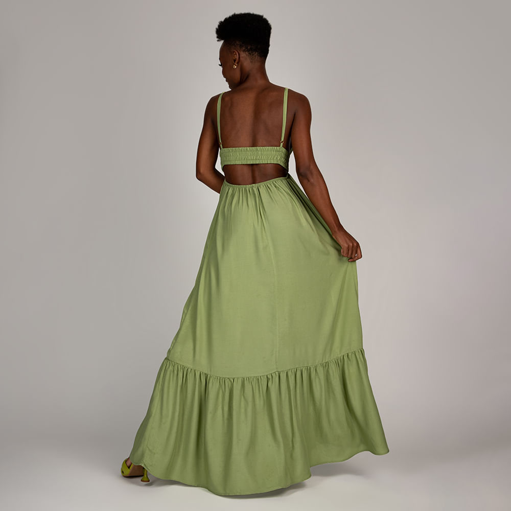 Vestido Longuete Alça Fina Verde