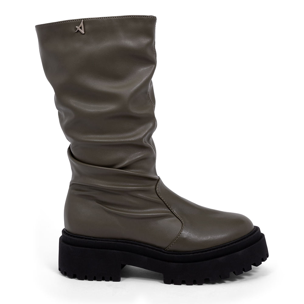 Bota Feminina Cano Longo Over Salto Tratorado  Verde