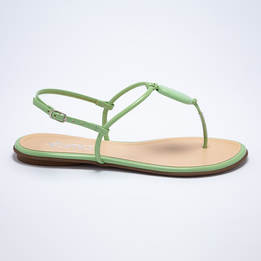 Rasteira Flat Feminina Enfeite Resina -Verde