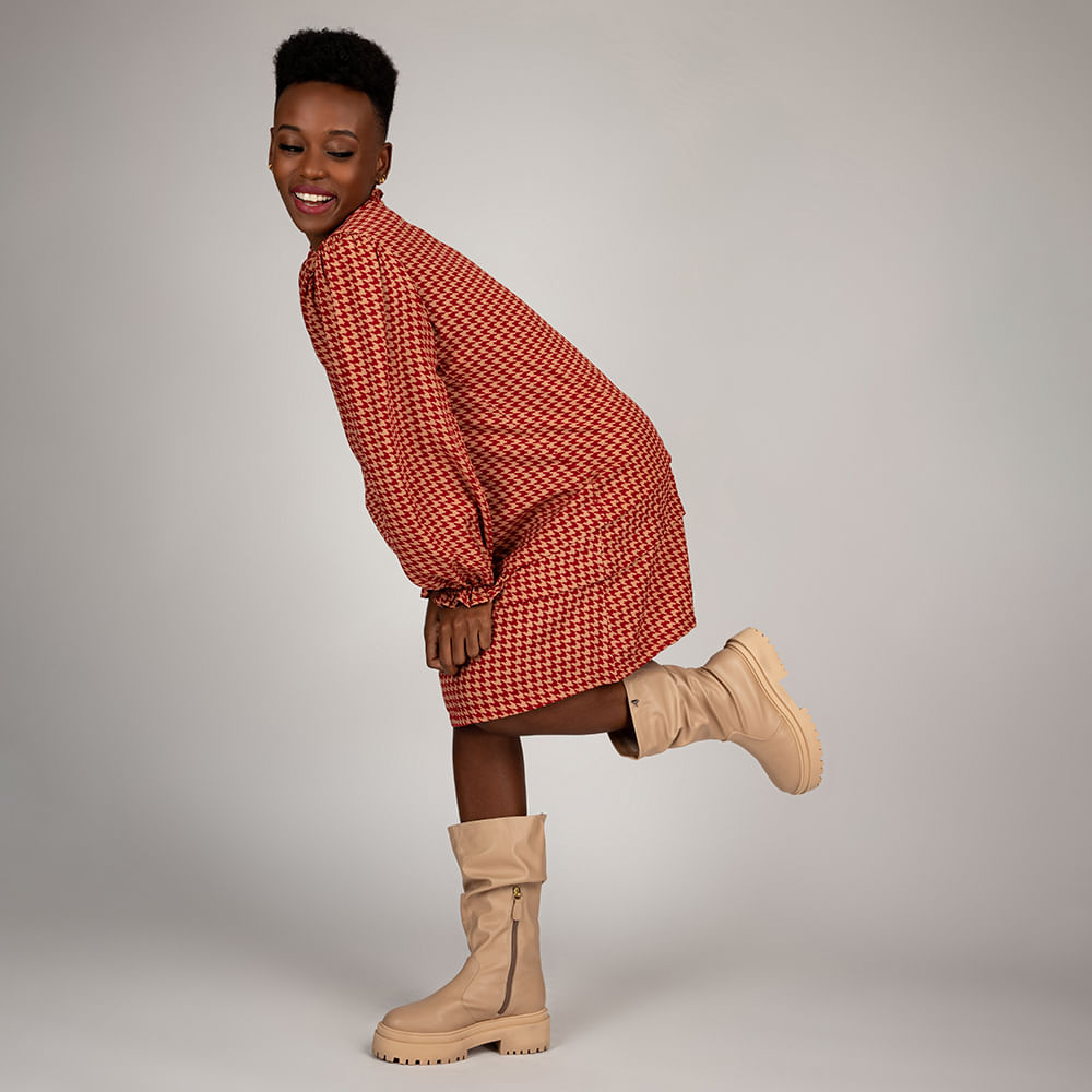 Chemise Curta Manga Longa Caramelo