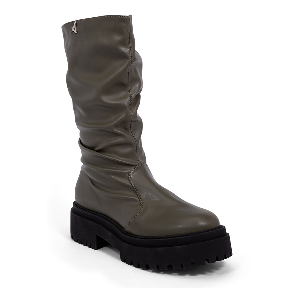 Bota Feminina Cano Longo Over Salto Tratorado  Verde