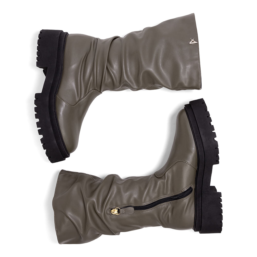 Bota Feminina Cano Longo Over Salto Tratorado  Verde