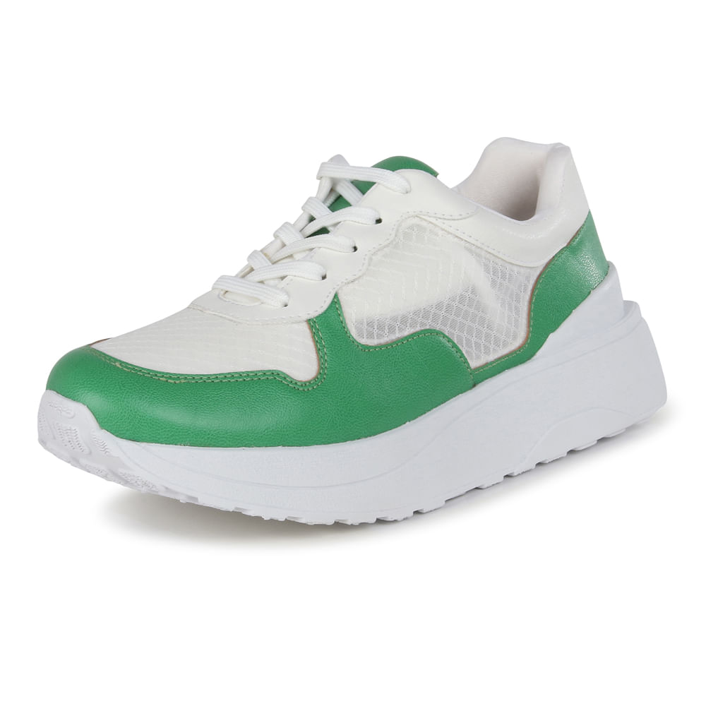 Tênis Flatform Jogging com Tela  Verde