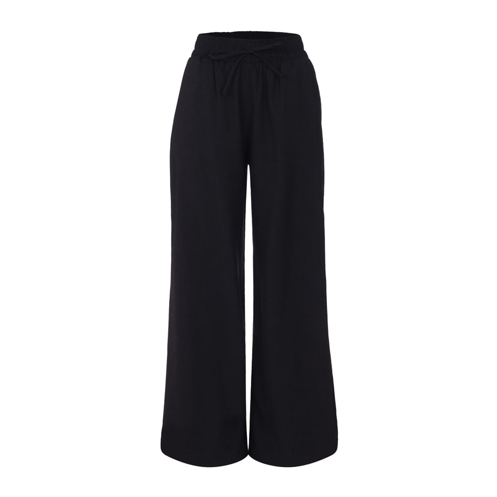 Calça Pantalona Alfaitaria Cós Elástico  Preto