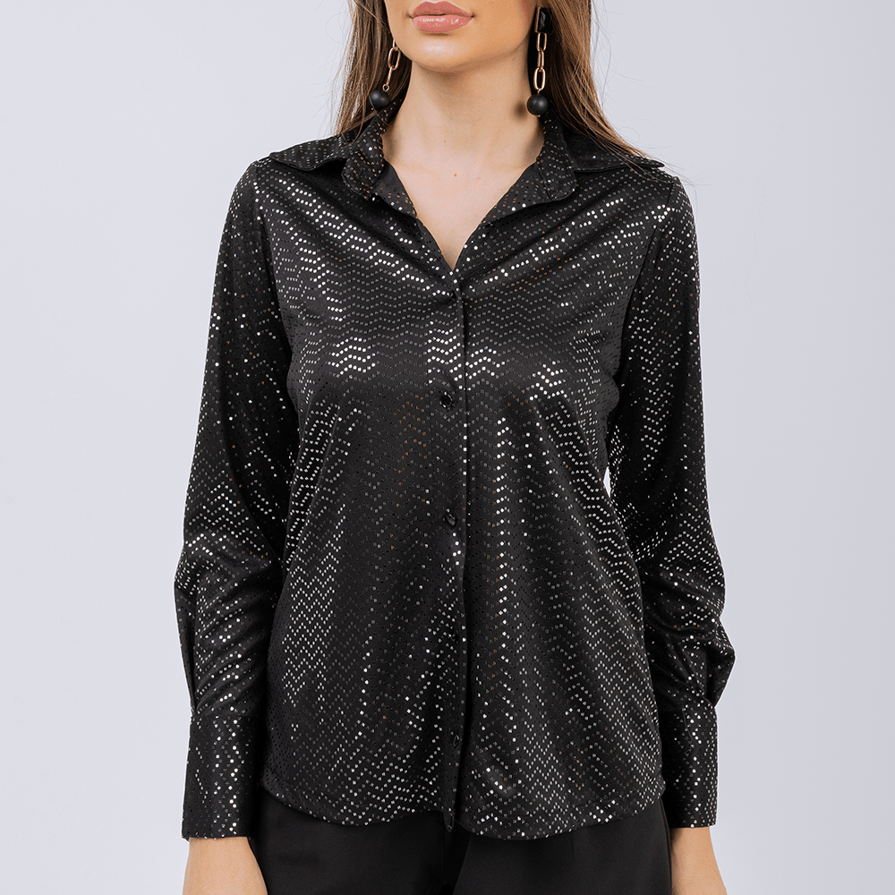 Camisa Manga Longa Briilho Preto